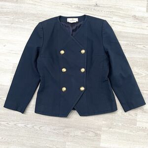 Vintage Givenchy Women’s Double Breasted Navy Blazer Size 46